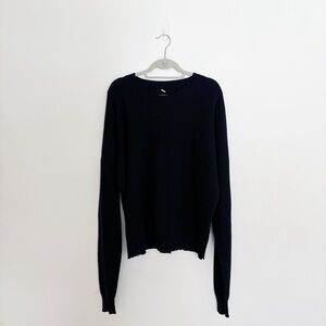 Unravel Project Oversized Distressed Wool Cashmere Crewneck Black Sweater